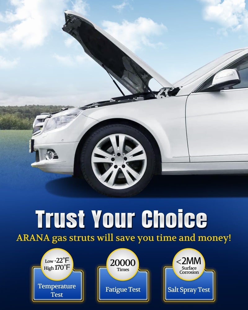 ARANA دعامات غطاء محرك السيارة الممتازة متوافقة مع تويوتا كامري جميع الطرازات 2007 2008 2009 2010 2011، صدمات استبدال غطاء أمامي OEM#6333، 53450-06040، 53440-06050، 2 قطعة - Image 4